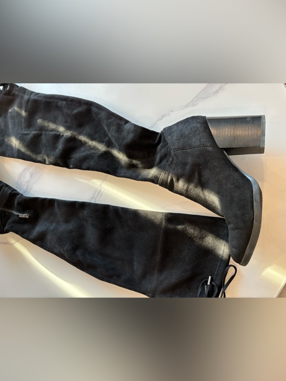 Marc Fisher Black Over-the-Knee Block Heel Boots - Picture 4 of 8